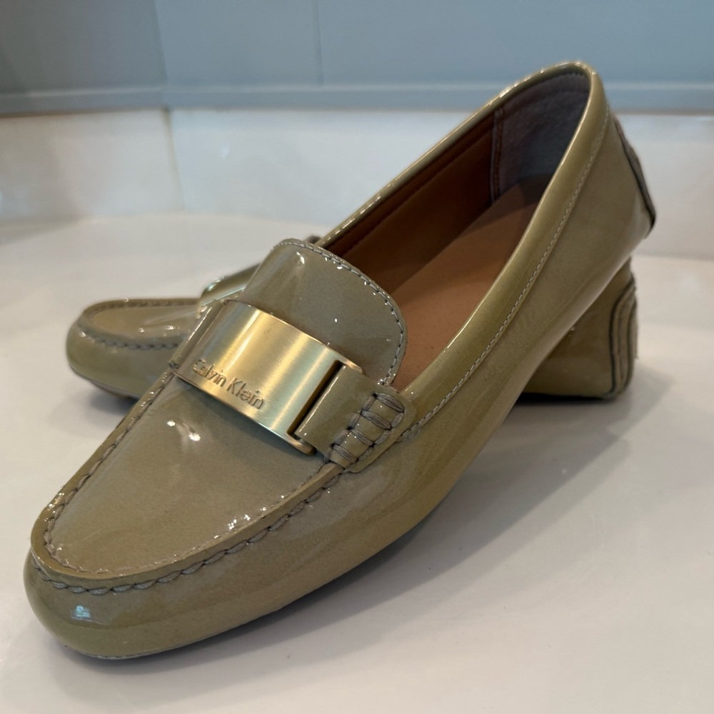 Calvin Klein Women's Beige Patent Loafers - Picture 4 of 9